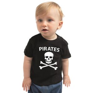 Carnaval piraten t-shirt / kostuum zwart voor baby jongen / meisje 80 (7-12 maanden)  -