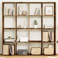 Boekenkast 137,5x29x137,5 cm bewerkt hout oud houtkleurig
