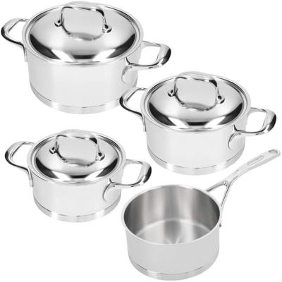Demeyere Pannenset - Kookpan ø 16, 18, 20 cm & Steelpan ø 16 cm + Deksels Atlantis 7 - RVS - 4 Delig