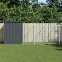 Hondenhok met ren 214x661x181 cm gegalvaniseerd staal antraciet Hondenhok met ren 214x661x181 cm gegalvaniseerd staal antraciet