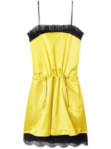 Off-White robe courte en satin - Jaune