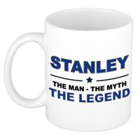 Stanley cadeau mok - man myth legend - naam koffiemok / beker - wit en blauw - 300 ml