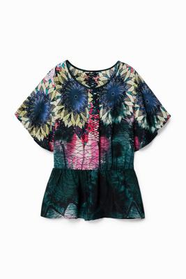 Blouse met plooien bij de taille - GREEN - XL