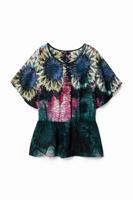 Blouse met plooien bij de taille - GREEN - XL