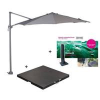 Garden Impressions Hawaii parasol S Ø300 l.grijs + 80kg voet en hoes