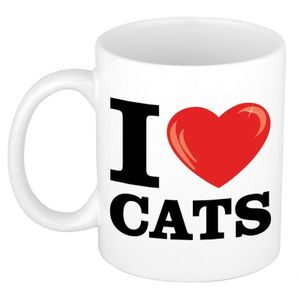 Cadeau I Love Cats koffiemok / beker voor katten/ poezen liefhebber 300 ml
