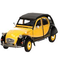 Modelauto Citroen 2CV 1976 geel/zwart schaal 1:24/16 x 6 x 6 cm