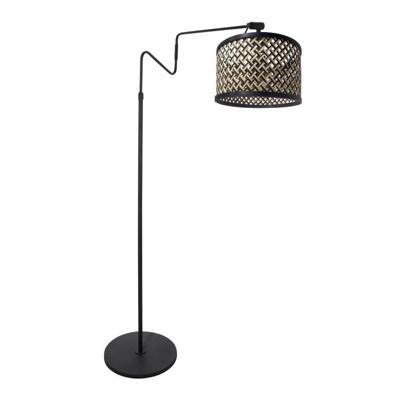 Steinhauer VloerlampLinstrom zwart met bamboe kap - 3729ZW