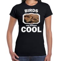 T-shirt birds are serious cool zwart dames - vogels/ appelvink vogel shirt