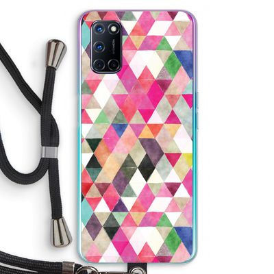 Gekleurde driehoekjes: Oppo A92 Transparant Hoesje met koord