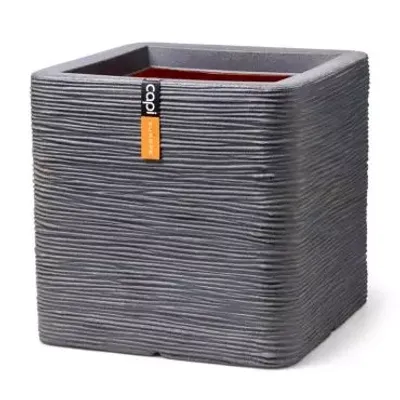 Capi pot vierkant rib - 40 cm donkergrijs