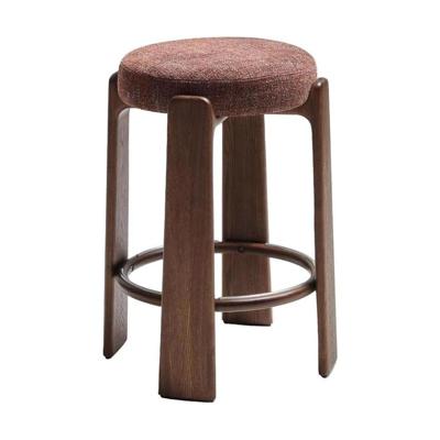 Kave Home Granite barkruk H75 zonder rugleuning chenille Bruin/walnoot