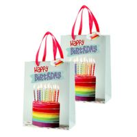 Set van 6x stuks papieren verjaardag giftbags/cadeau tasjes verjaardagstaart 17 x 23 x 9 cm