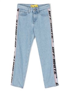 Off-White Kids jean droit à bande logo - Bleu