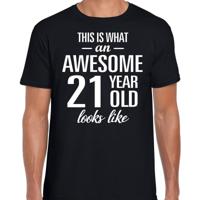 Awesome 21 year - geweldige 21 jaar cadeau t-shirt - zwart - voor heren - Verjaardag cadeau