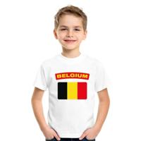 Supporters kleding - t-shirt van vlag Belgie - wit - voor kinderen - korte mouwen - sport