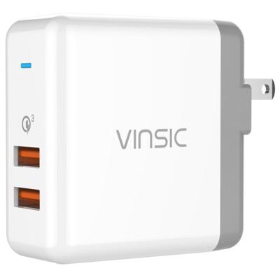 Vinsic 36W draagbare Dual-Port snelle Lader 3.0 Dual-Port USB muur Lader Travel Adapter Voor iPhone/iPad Samsung Galaxy S7/S6/Edge/Plus Mi5 etc US