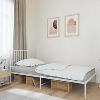 Bedframe met hoofdbord metaal wit 100x190 cm - thumbnail