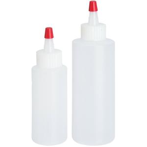 Doseerflesjes/garneerflesjes - 2x - kunststof - 60 ml en 120 ml - poffertjes knijpflesjes