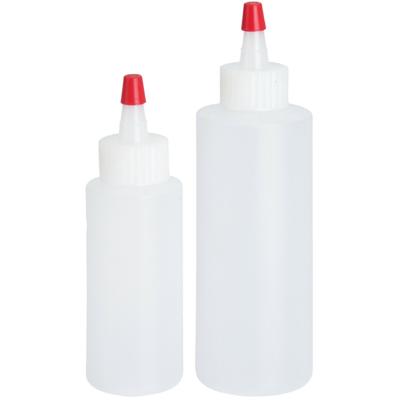 Doseerflesjes/garneerflesjes - 2x - kunststof - 60 ml en 120 ml - poffertjes knijpflesjes