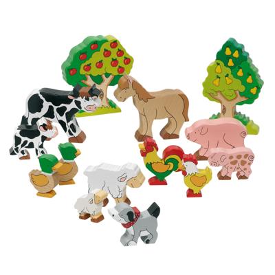 Goki houten boerderij dieren, 14st.