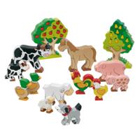 Goki houten boerderij dieren, 14st.