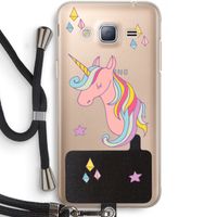 Roze eenhoorn: Samsung Galaxy J3 (2016) Transparant Hoesje met koord