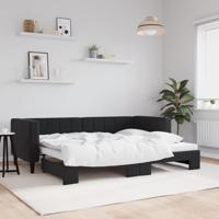 Slaapbank met onderschuifbed 80x200 cm fluweel zwart