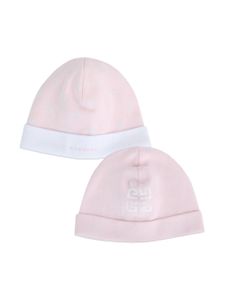 Givenchy Kids lot de deux bonnets à imprimé 4G - Rose