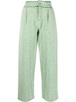 Barrie pantalon en maille chevrons à design plissé - Vert - thumbnail