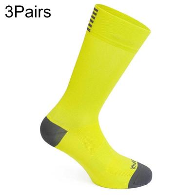 3 paar ademende outdoor sport sokken racefiets Racing Fietsen Sok (geel)
