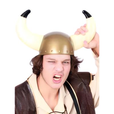 Viking helm - goud - volwassenen - 57 cm - plastic - met hoorns - krijgers - Carnaval