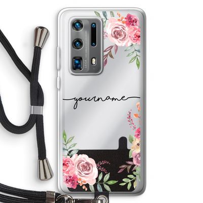 Rozen: Huawei P40 Pro Plus Transparant Hoesje met koord
