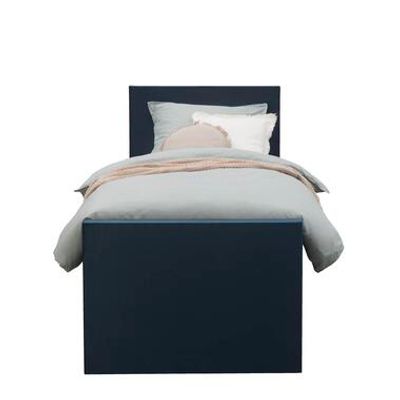 Boxspring met opbergruimte en voetbord Liv egaal - blauw - 90x200cm - Leen Bakker