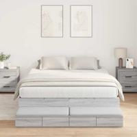 Opbergbedframe met lade Grijs Sonoma 160 cm Bewerkt hout
