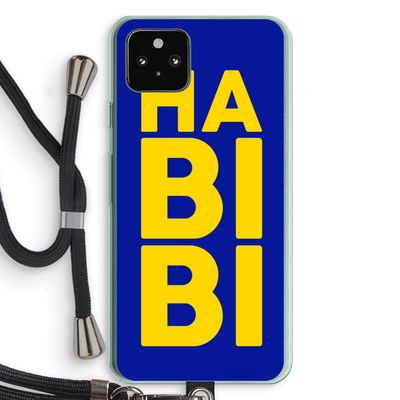 Habibi Blue: Pixel 5a 5G Transparant Hoesje met koord
