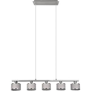 LED Hanglamp - Hangverlichting - Trion Arona - E14 Fitting - 5-lichts - Rechthoek - Chroom - Metaal