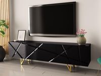 Tv-meubel OTIS 3 klapdeuren zwart/hoogglans zwart - thumbnail