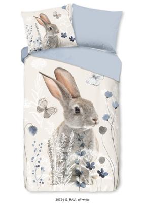 Good Morning Kinderdekbedovertrek "konijn" - Ecru - (140x200/220 cm) - Katoen Good Morning Kinderdekbedovertrek "konijn" - Ecru - (140x200/220 cm) - Katoen