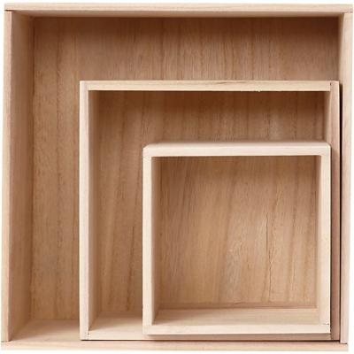 Creativ Company Showdozen, vierkant, h: 15x15+21,5x21,5+28x28 cm, d: 12,5 cm, 3 stuk/ 1 set