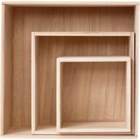 Creativ Company Showdozen, vierkant, h: 15x15+21,5x21,5+28x28 cm, d: 12,5 cm, 3 stuk/ 1 set