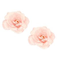 4x stuks roze rozen kerstversiering clip decoratie 12 cm