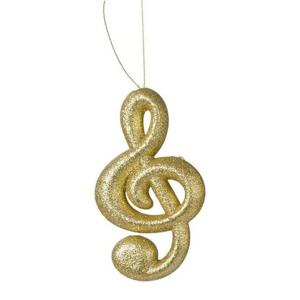 1x Gouden G-sleutel muzieknoot kerstversiering hangdecoratie 15 cm