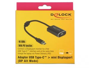 DeLOCK USB-C (male) > Mini DisplayPort (female) met PD functie adapter 0,2 meter