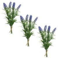 Lavendel kunstplant - 3x - bosje - bundeltje - paars - 8 x 10 x 21 cm