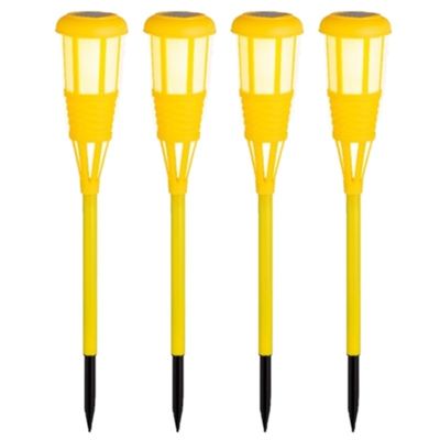8x stuks solar tuinfakkel/tuinlamp geel op zonne-energie 61 cm