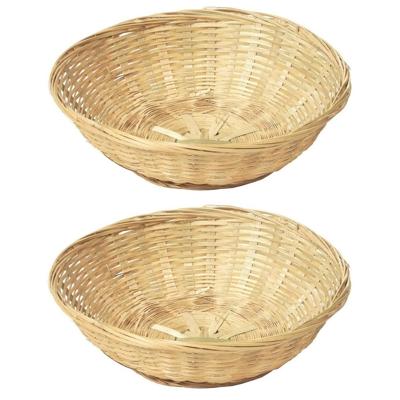 Mand/schaal - Set van 4x stuks - rieten/bamboe - bruin - 30 x 9 cm - rond - fruitschaal/decoratiesch