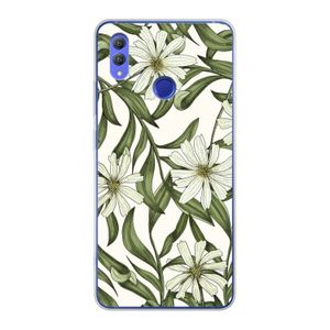 Wit bloemenpatroon: Honor Note 10 Transparant Hoesje
