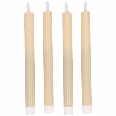 Magic Flame Dinerkaarsen - LED - 4x stuks - creme wit - 25 cm - met glitters