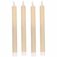 Magic Flame Dinerkaarsen - LED - 4x stuks - creme wit - 25 cm - met glitters